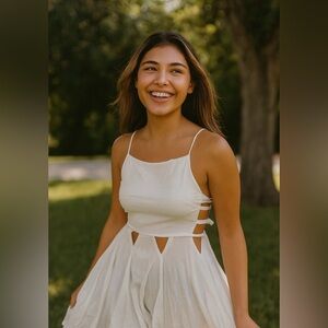 JJ’s Fairyland Cut Out Crisp Summer White Dress- Size Small